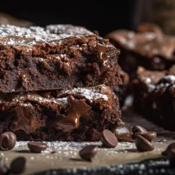 Brownies gourmands avec morceaux de chocolat, parfaits pour plateaux repas.